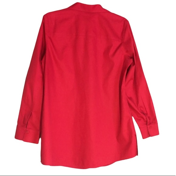 CHICO’S RED NO-IRON SATEEN LONG SLEEVE SHIRT - Picture 5 of 16